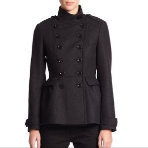 Burberry Black Double-Breasted Military Peacoat